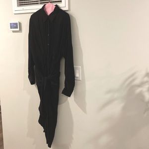 Mid length black dress with front tie.  Perfect condition.